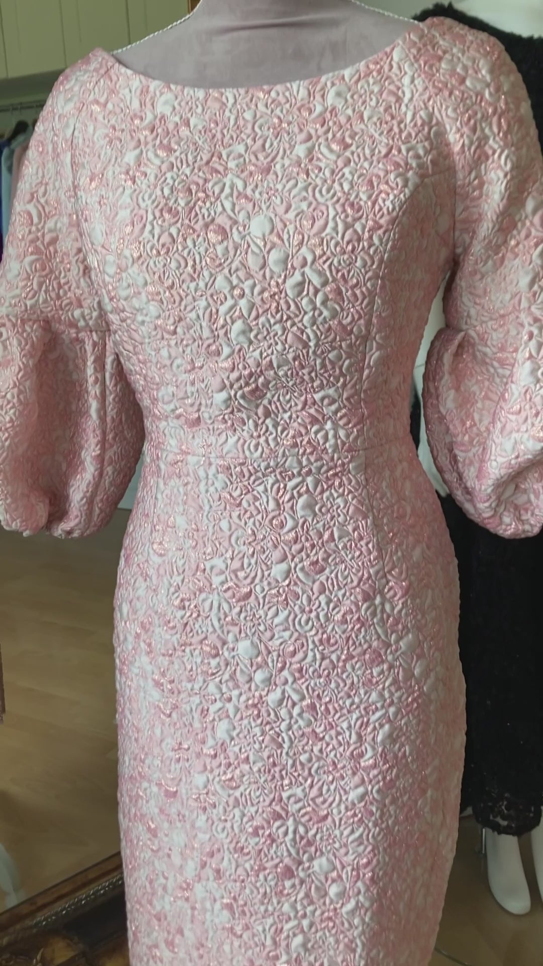 Brocade Shift Dress with Volume Cuff Tina Griffin Designs