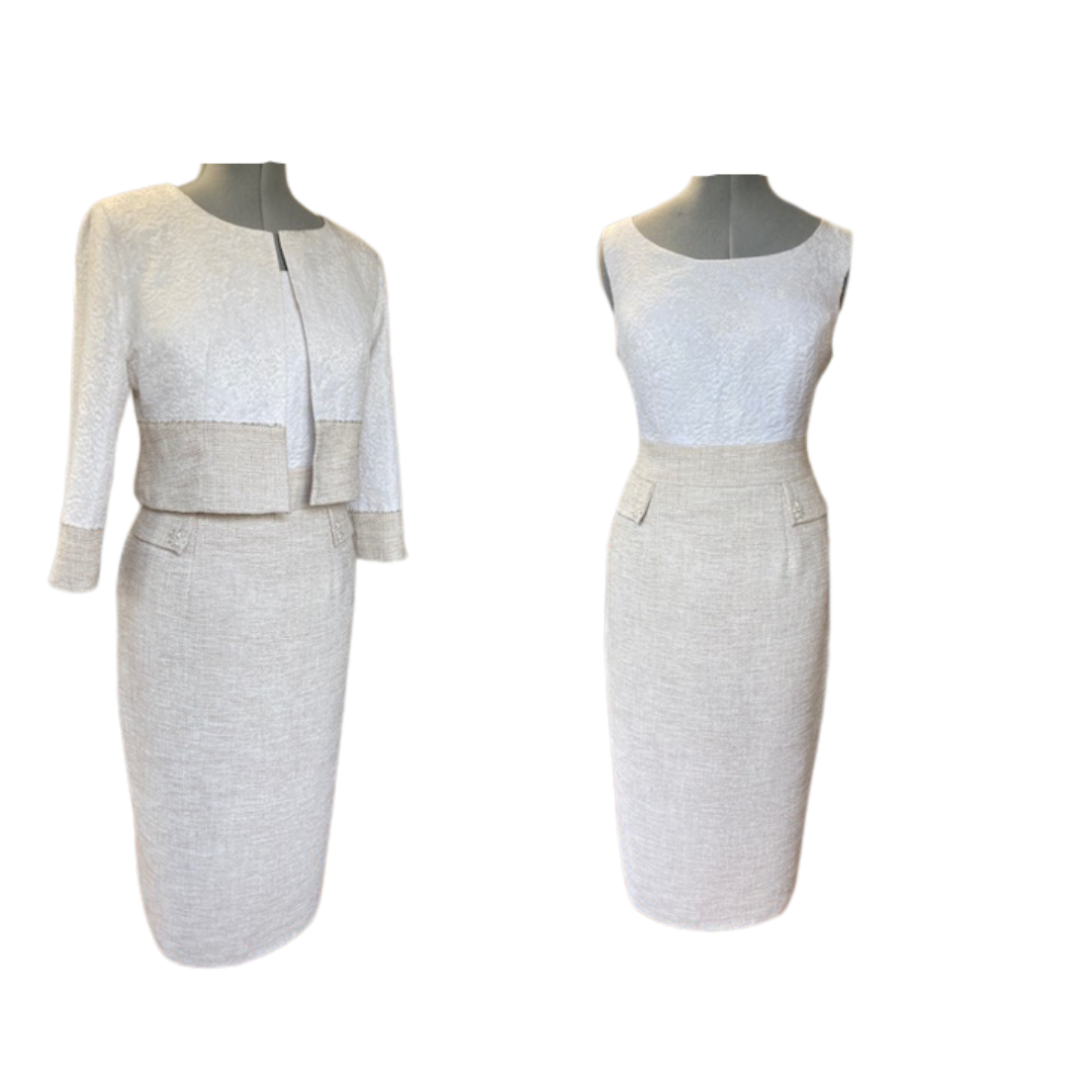 Two Tone Latte-Ivory Dress & Jacket