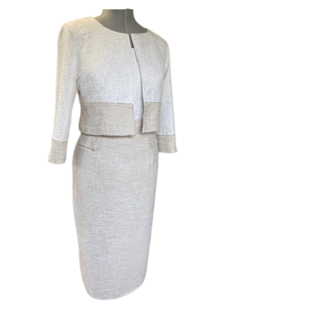 Two Tone Latte-Ivory Dress & Jacket